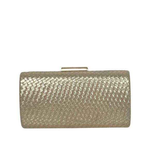 SONDRA ROBERTS Gold Basket Weave Clutch - Picture 2 of 12